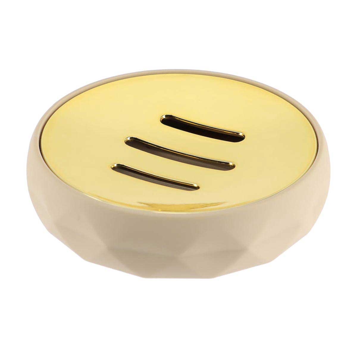 Jabonera  Beige Y Dorada