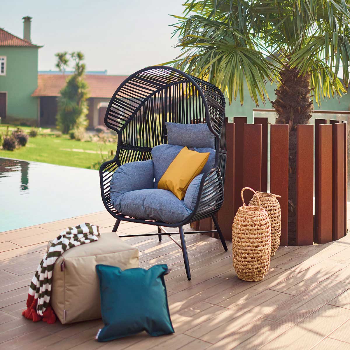 Lanterna Sand Bege Em Jacinto 47cm