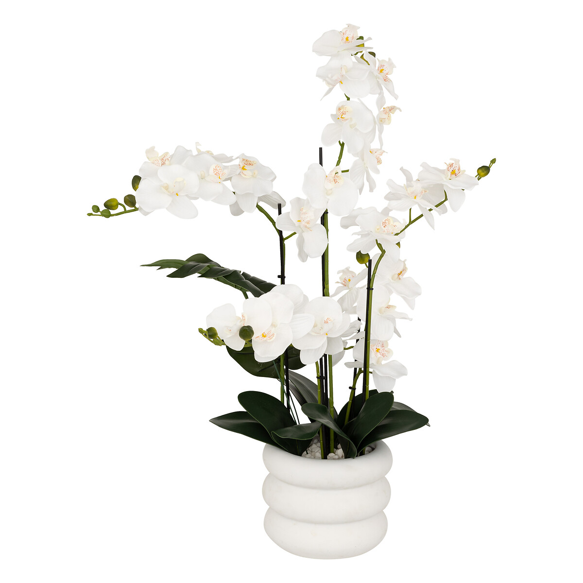 Maceta con orqu&iacute;dea artificial MICK blanca 80cm
