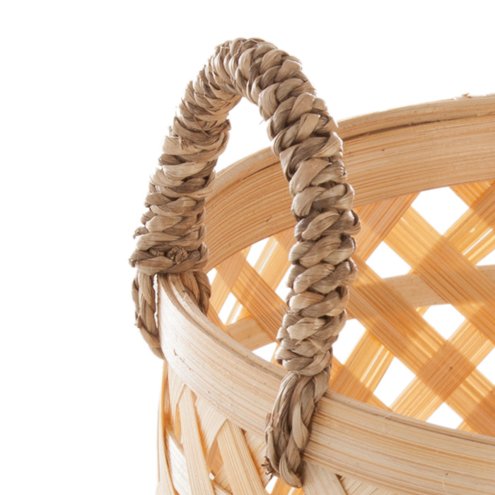 Cesto De Bambú Natural Con Asas 35x35Cm 