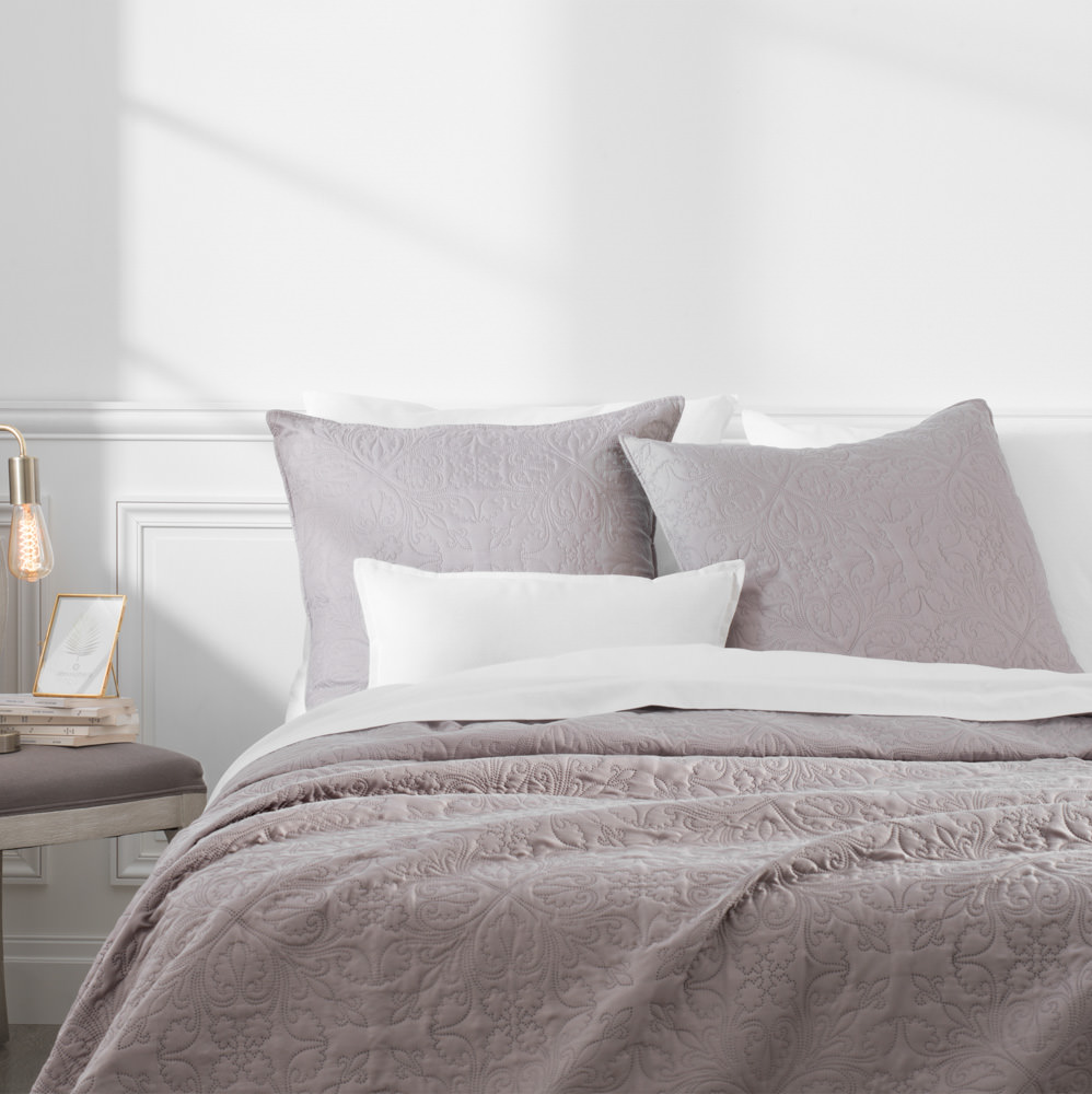 Colcha con 2 fundas de cojín gris pardo 240X260cm