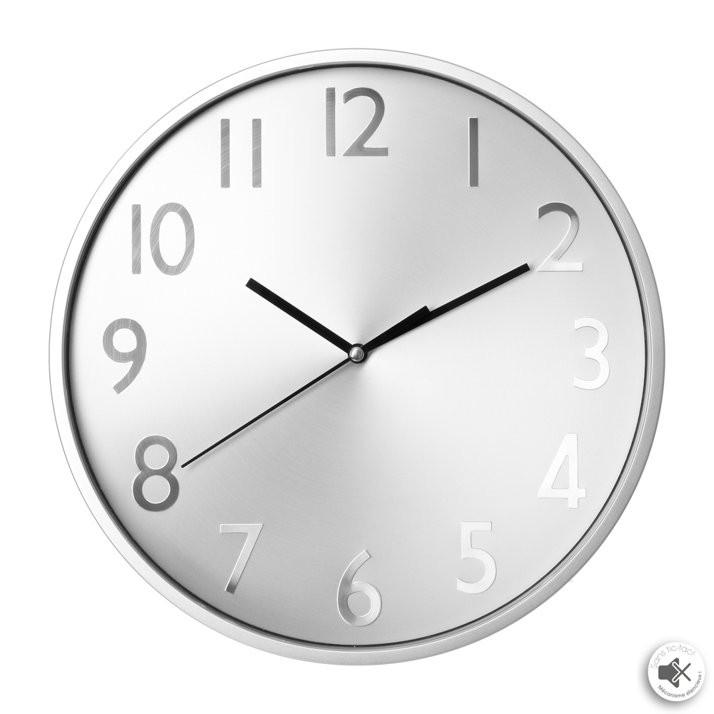 Reloj de pared plástico efecto metalizado