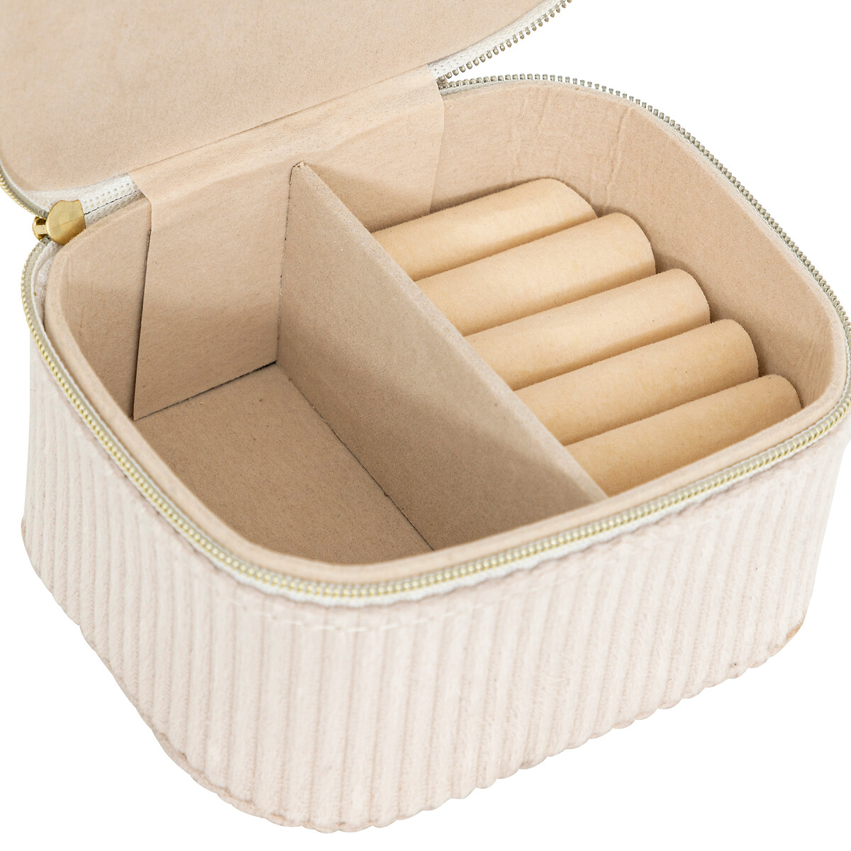 Joyero Enya De Terciopelo Beige