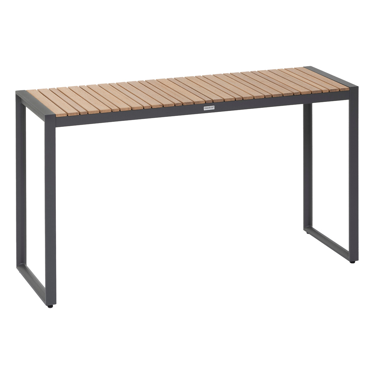 Mesa LENSIA de aluminio y madera eucalipto