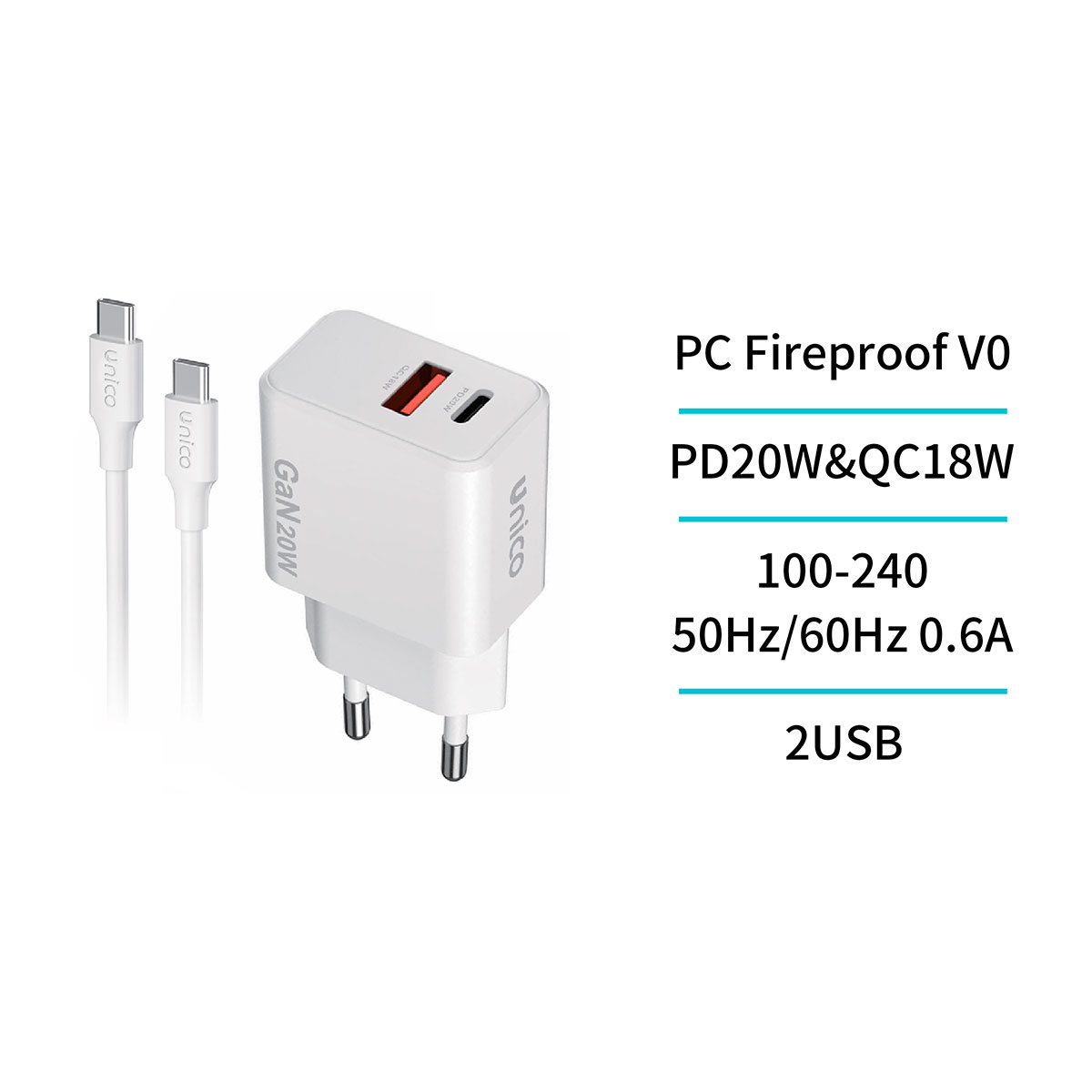 Cargador USB 18 W Blanco