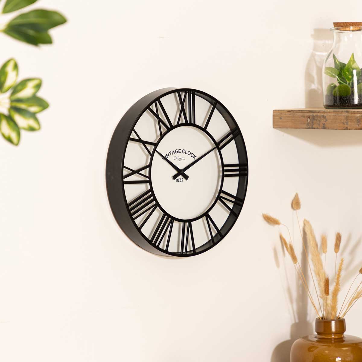 Reloj De Pared Vintage Negro 35Cm
