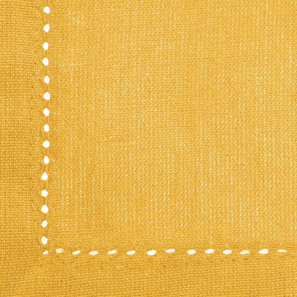Conjunto De 4 Guardanapos Chambray Ocre Em Algod&atilde;o
