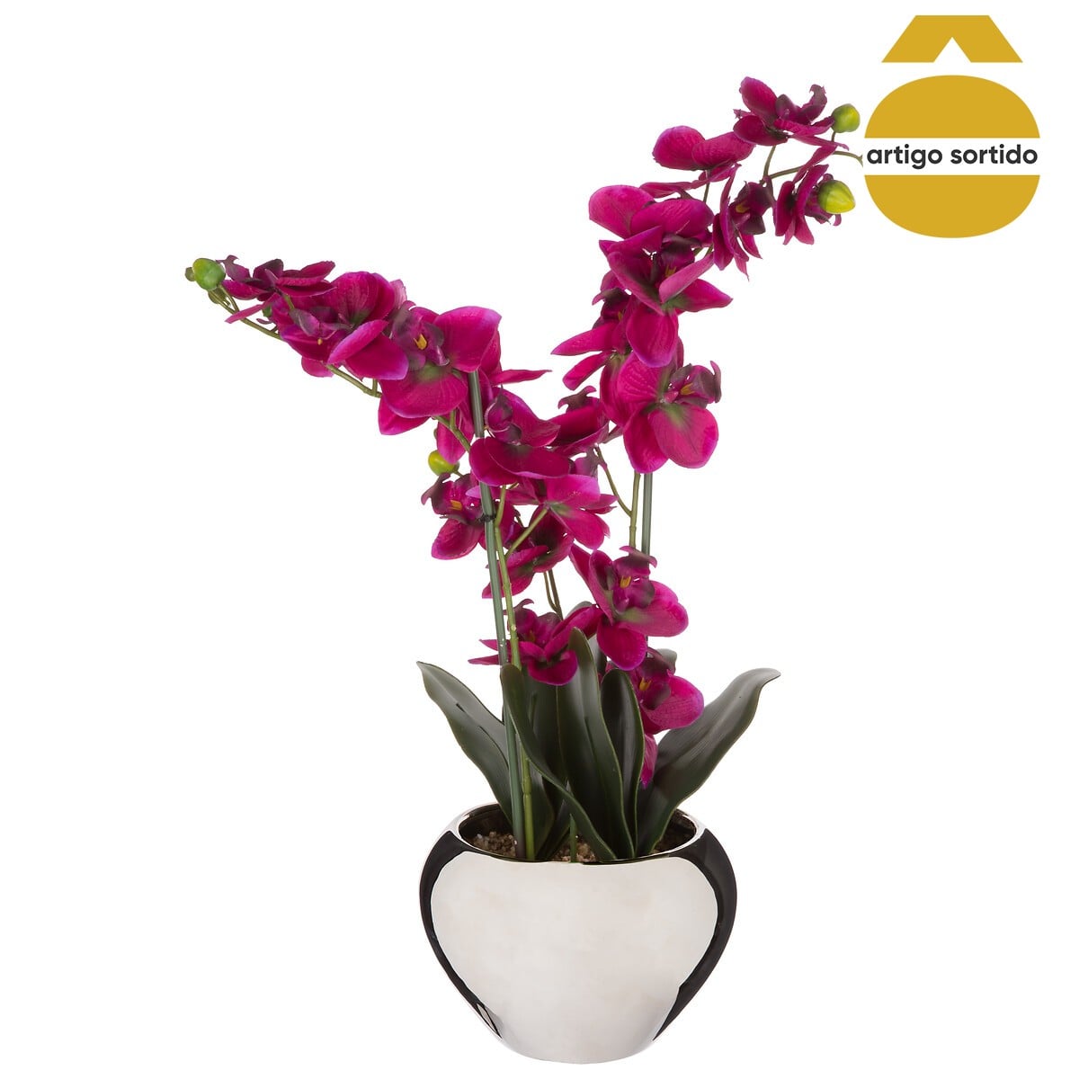 Vaso De Cer&acirc;mica Com Orqu&iacute;dea 56cm