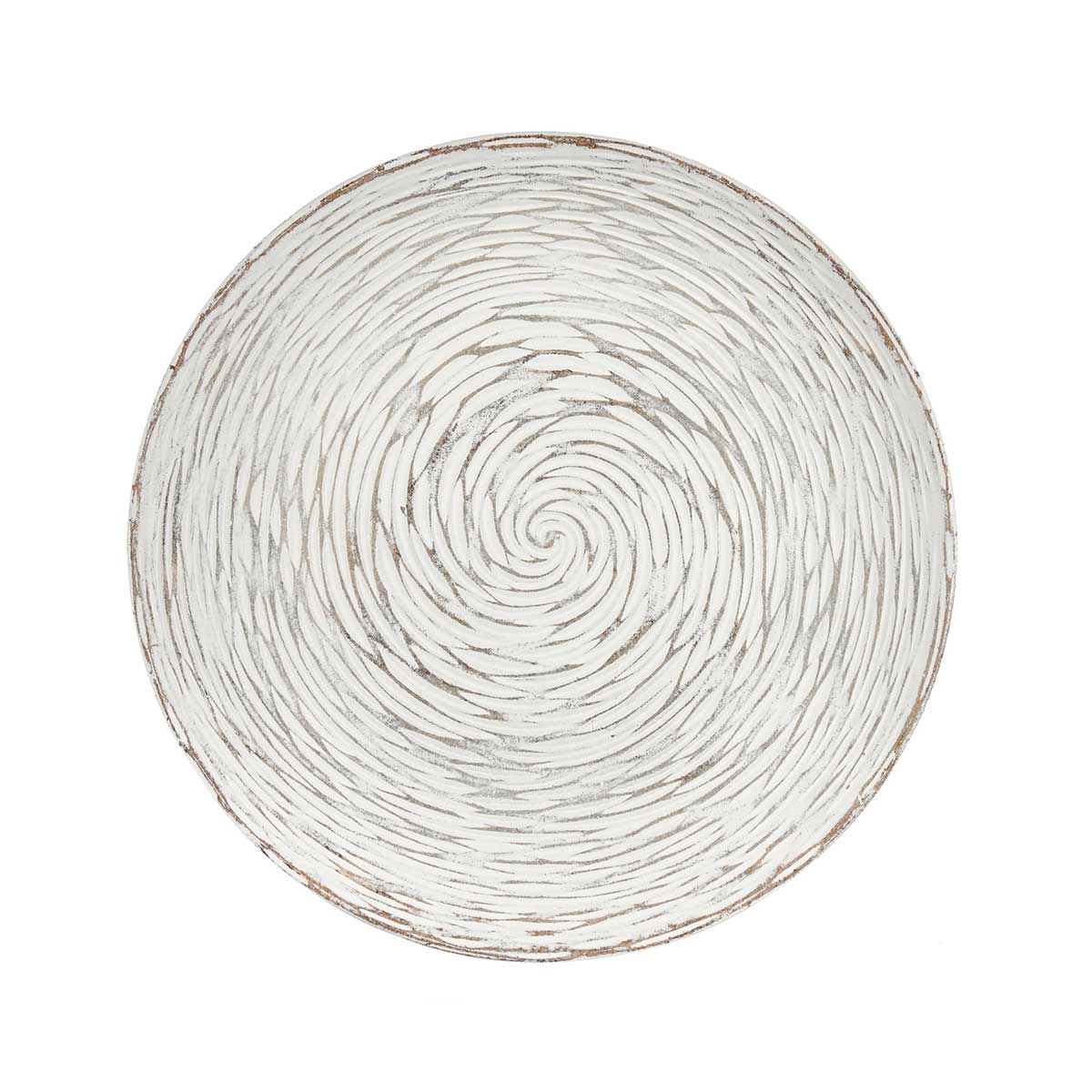Mesa auxiliar de madera tapa decoraci&oacute;n espiral