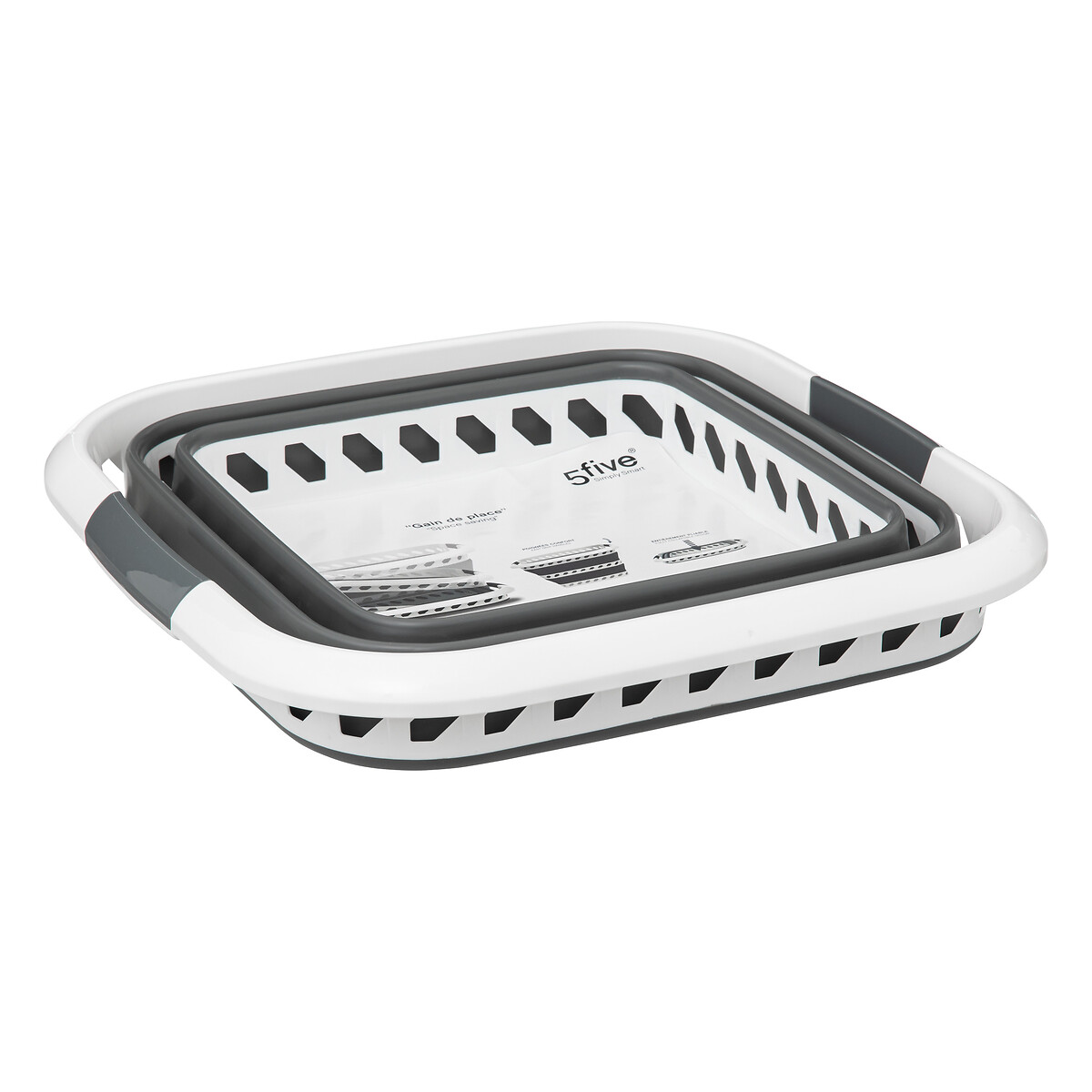 Cesto Dobr&aacute;vel Branco E Cinza 40l