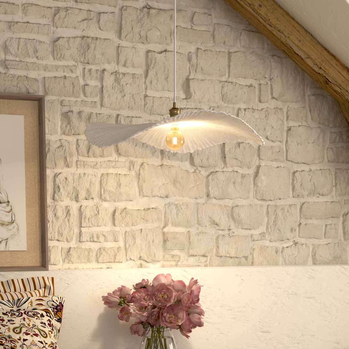 Lámpara de techo TEHANI blanca 57cm