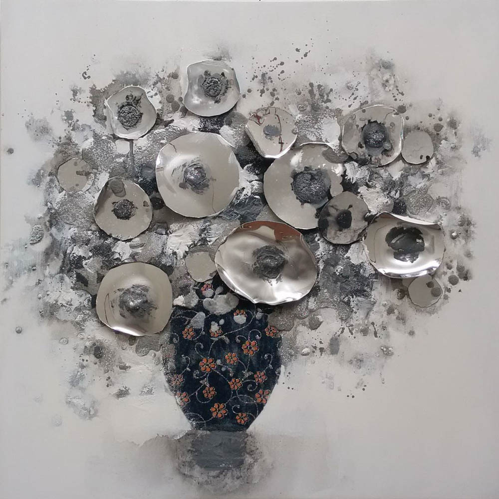 Cuadro Deco Bouquet Gris 58x58Cm 