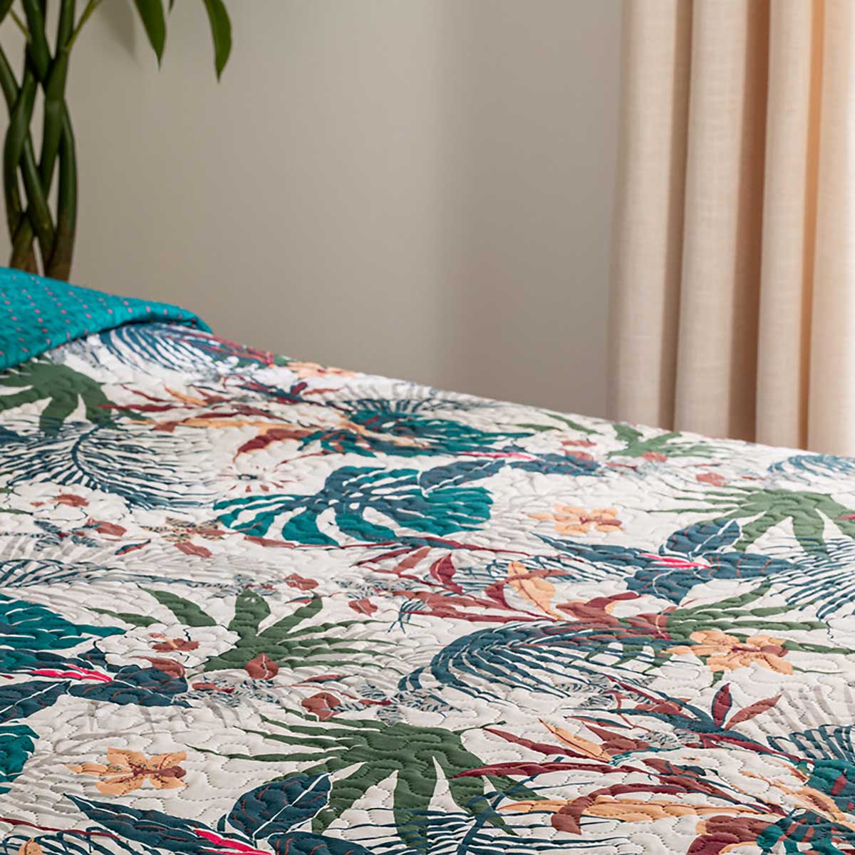 Colcha Jungle Reversible Azul 220x240Cm