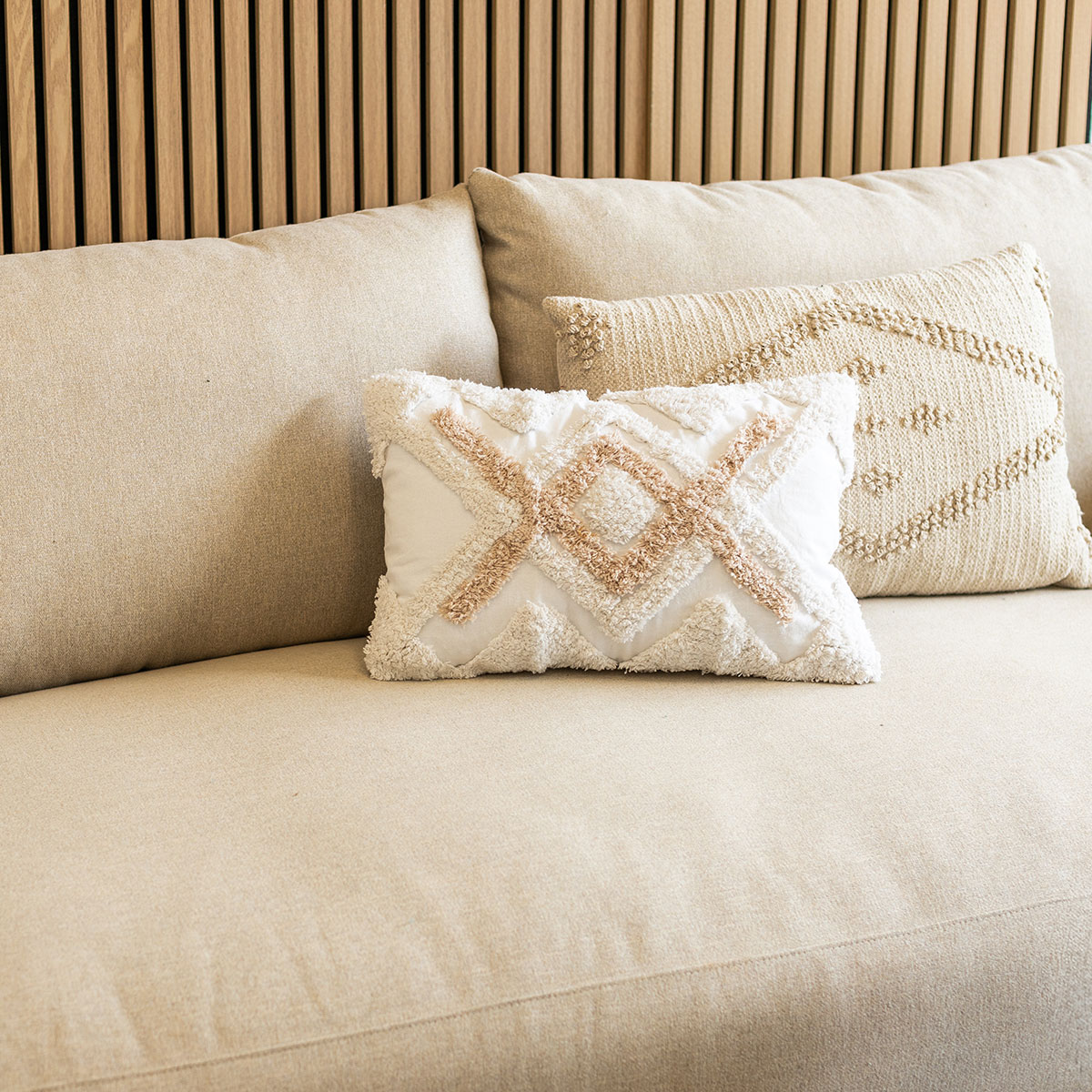 Funda De Cojín Marfil 30x50Cm