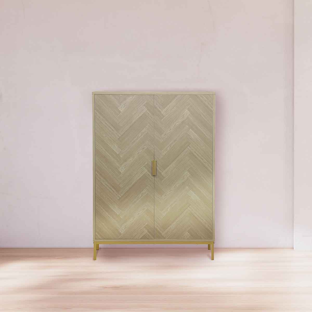Mueble auxiliar alto CHEVRON beige mdf c/2 puertas
