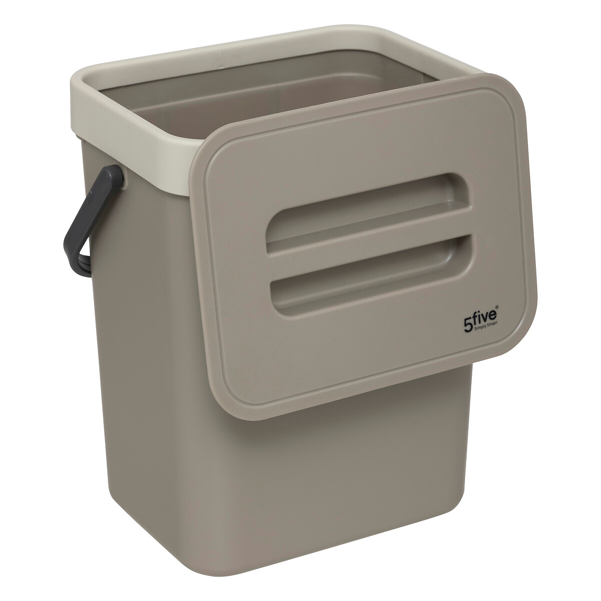 Cubo de basura con soporte beige 5l