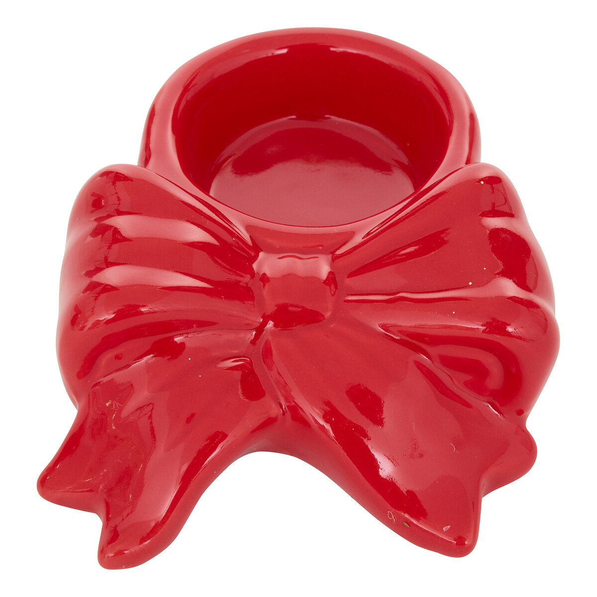Portavelas rojo de cer&aacute;mica 10cm