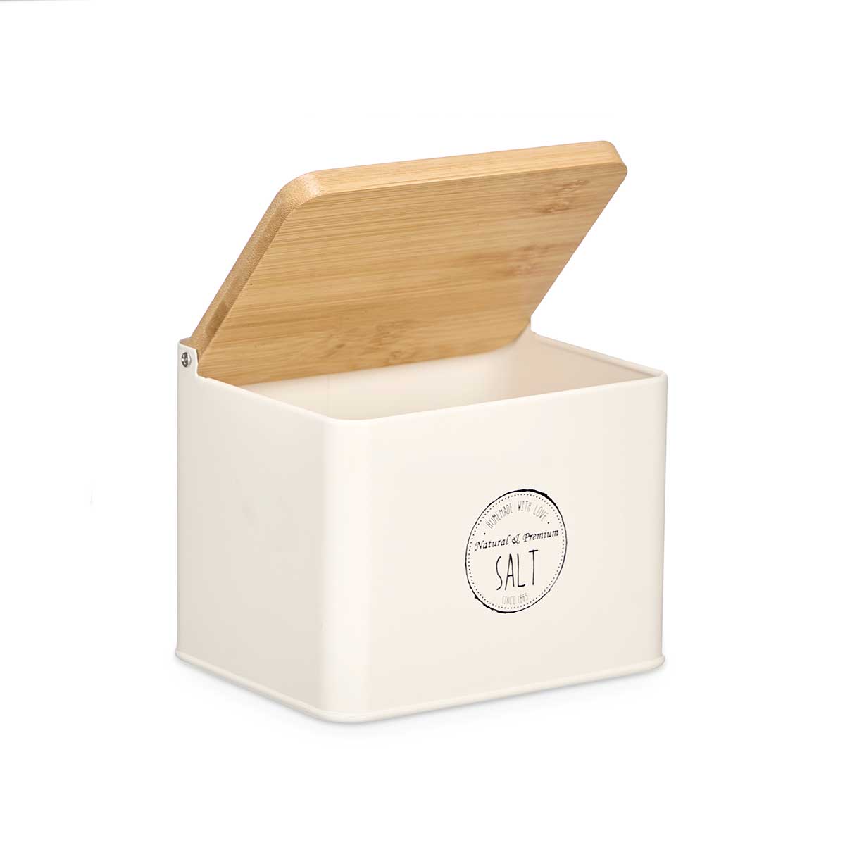 Salero beige con tapa de bamb&uacute;