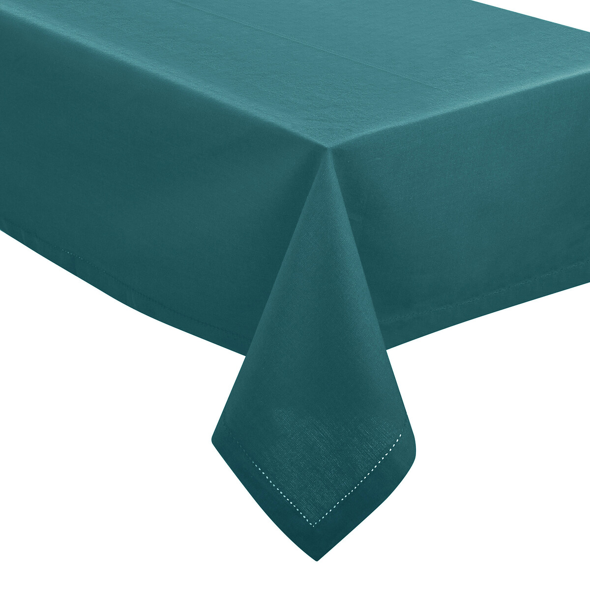Toalha De Mesa Chambray Verde Esmeralda Em Algod&atilde;o 140x240cm
