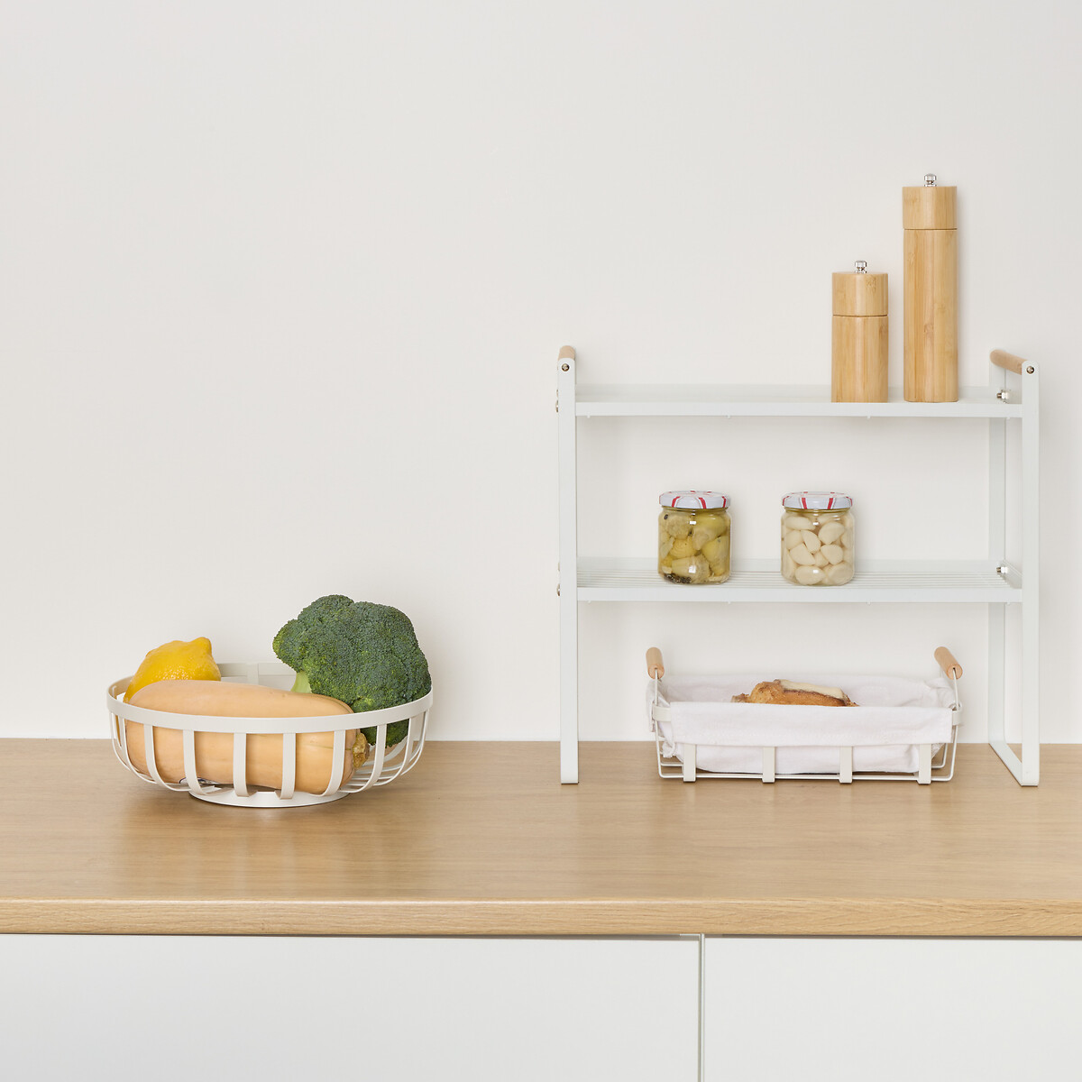 Frutero blanco de metal 28cm