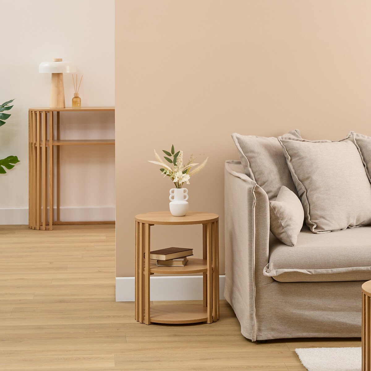 Mesa auxiliar SLAT beige D40x48cm