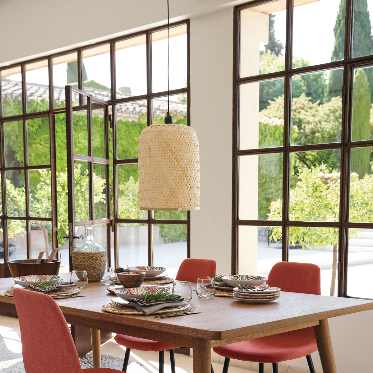 Lámpara de techo ALI beige de bambú 28cm