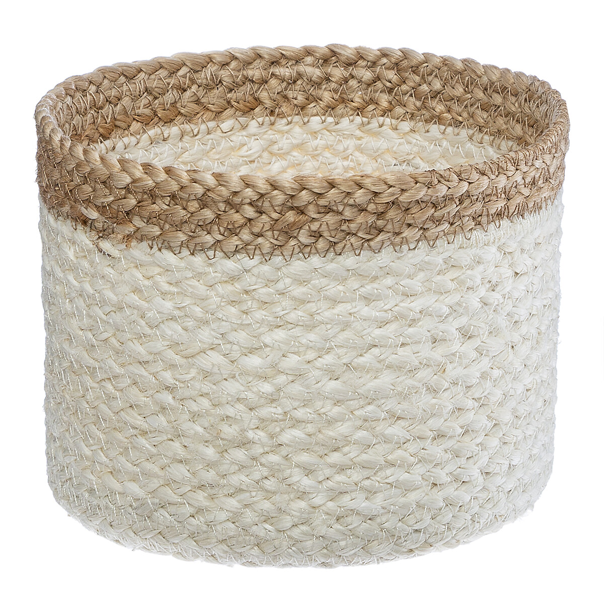 Cesto Branco E Bege De Juta 12x15cm
