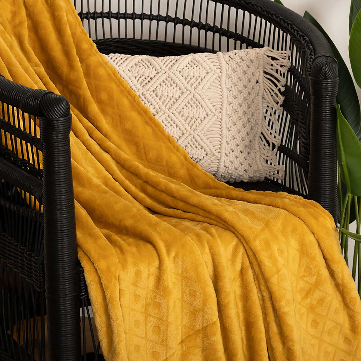 Manta Rombos 3D Ocre 180x230Cm