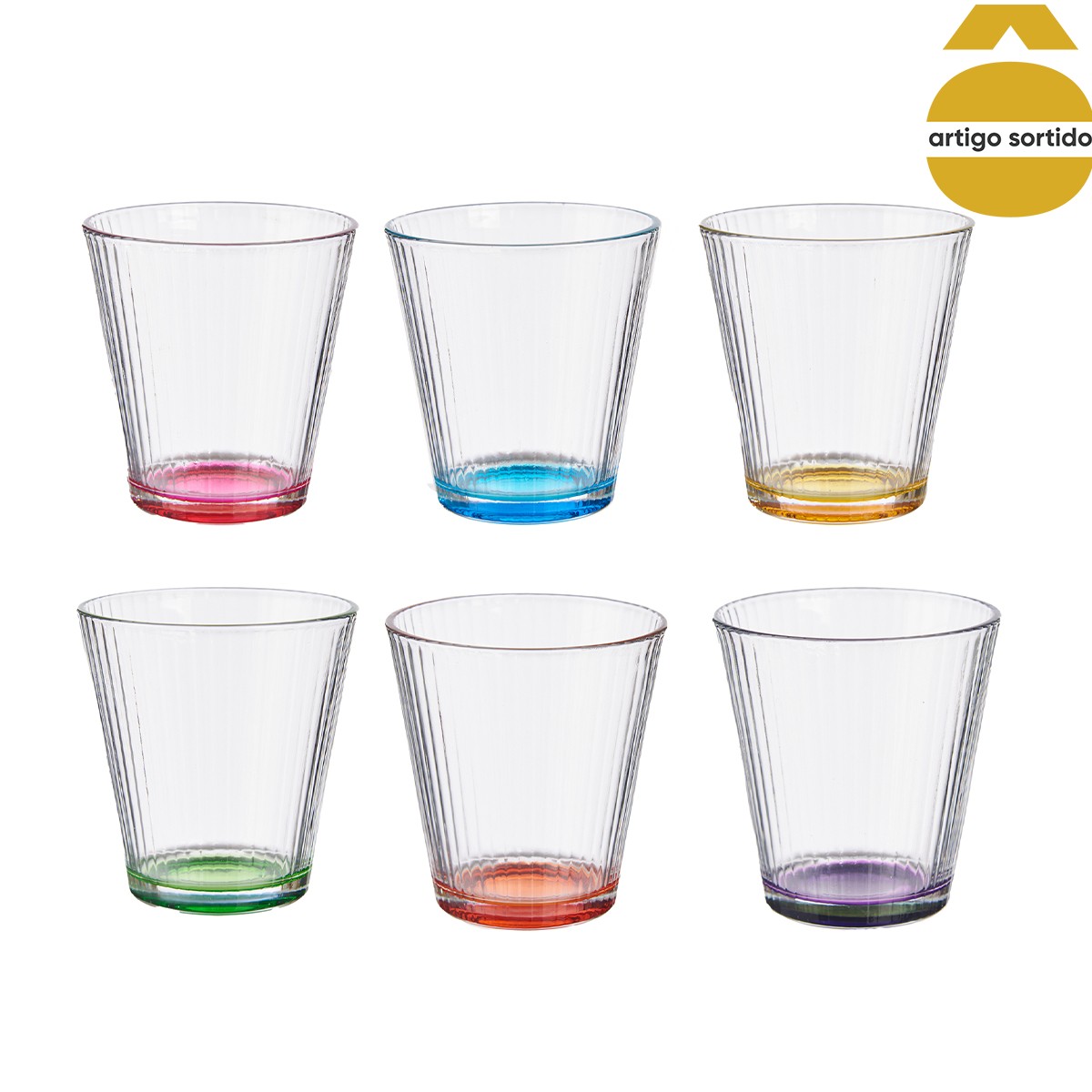 Copo Com Fundo Colorido Em Vidro 31cl
