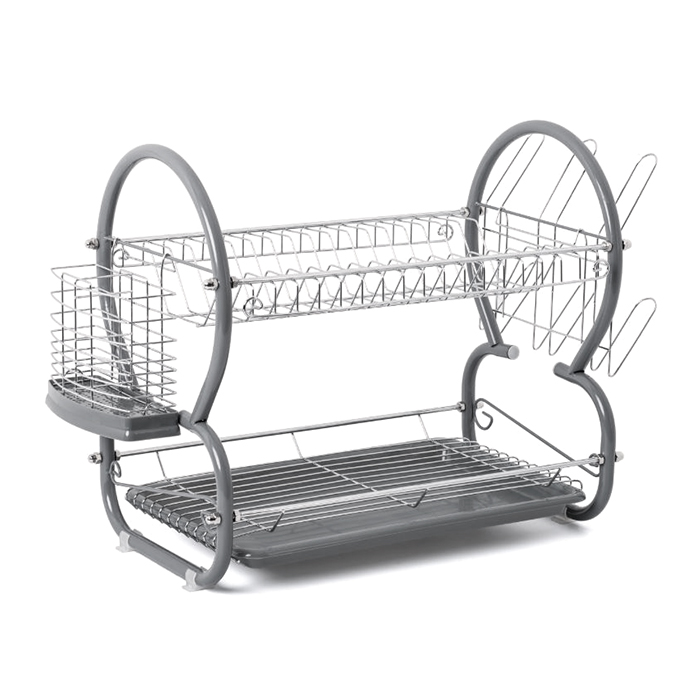 Escurreplatos 2 Niveles Metal/Plástico Gris