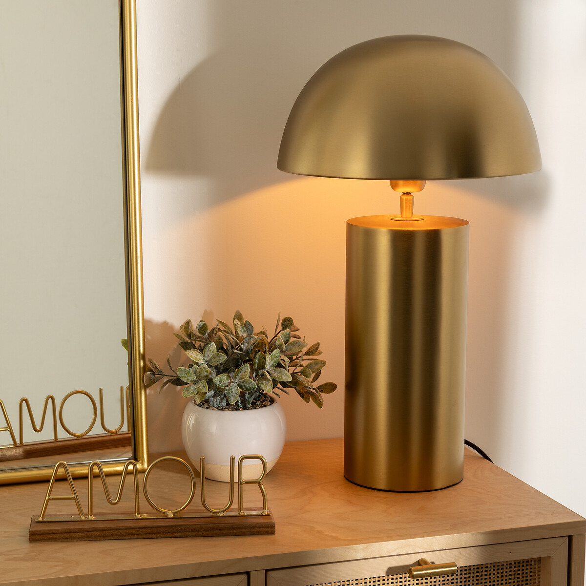 Candeeiro De Mesa Ulysse Dourado Em Metal 50cm