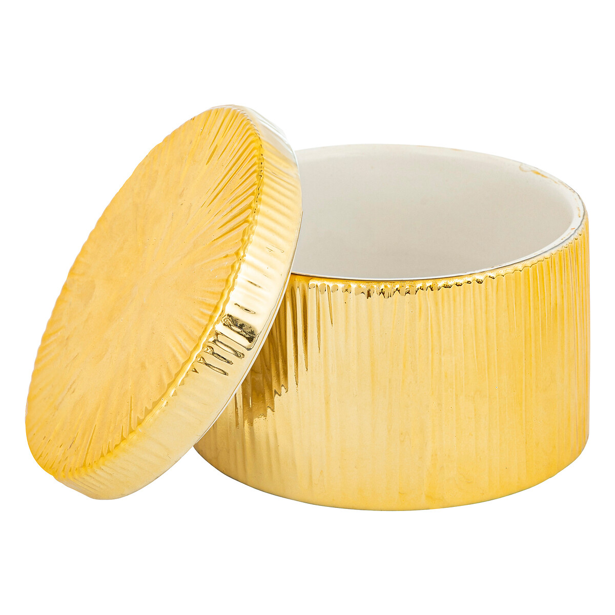 Caja Redonda De Cer&aacute;mica Dorada