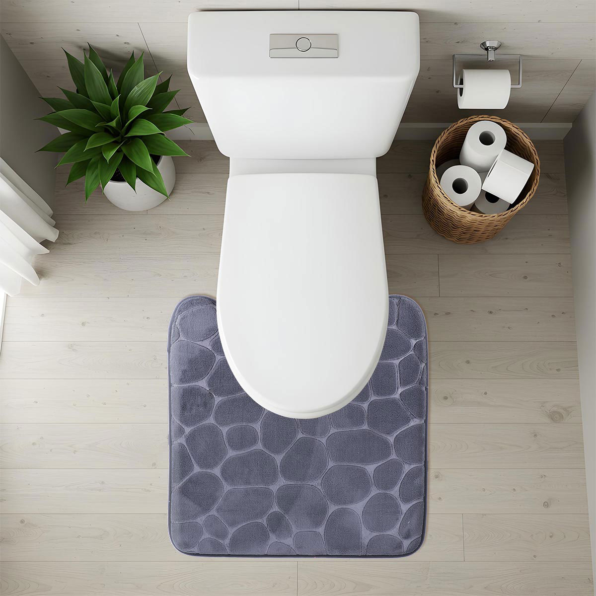 Alfombra de ba&ntilde;o gris oscuro con contorno