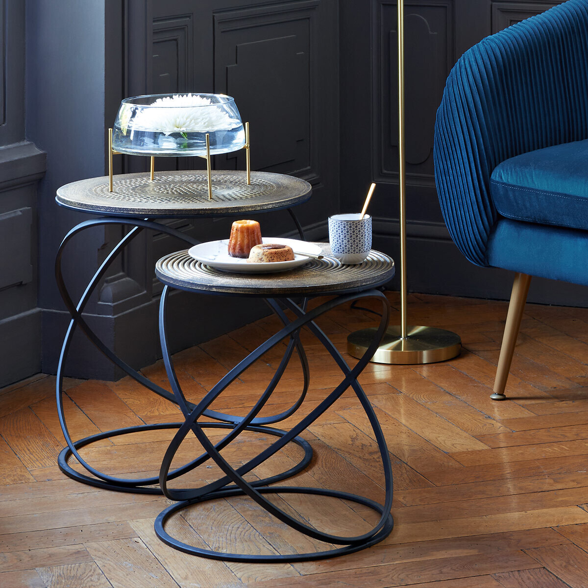 Mesa auxiliar cobre &eacute;tnica 45cm