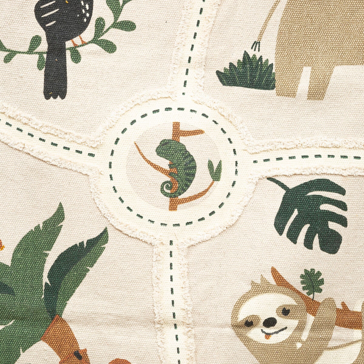 Tapete Jungle Animais Cru Com Franjas 100x150cm