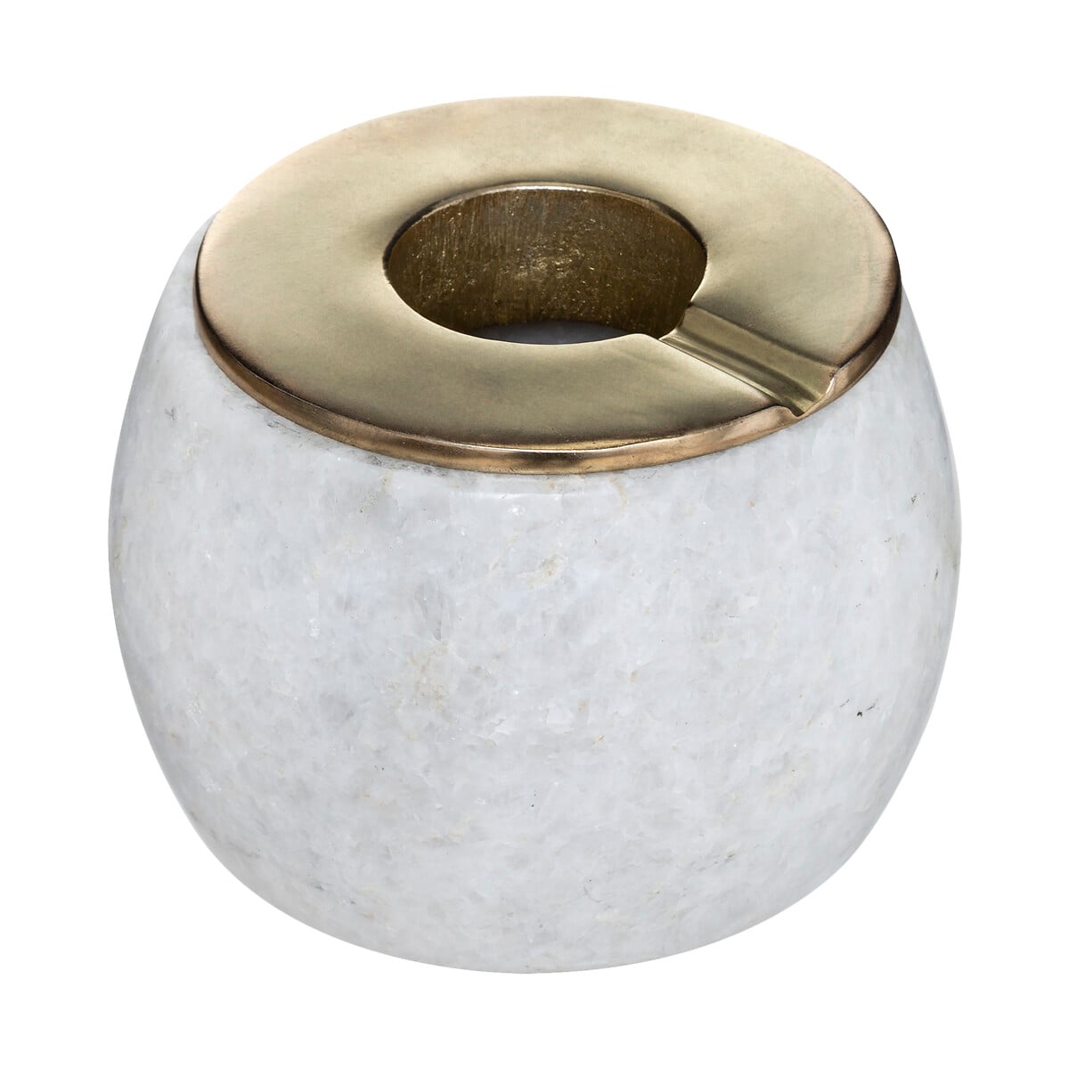 Cinzeiro Edi M&aacute;rmore Branco E Dourado