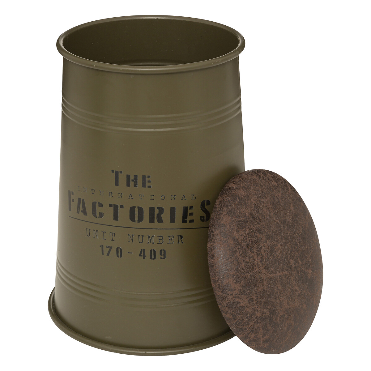 Puf JOÃO Verde Caqui de metal y mdf