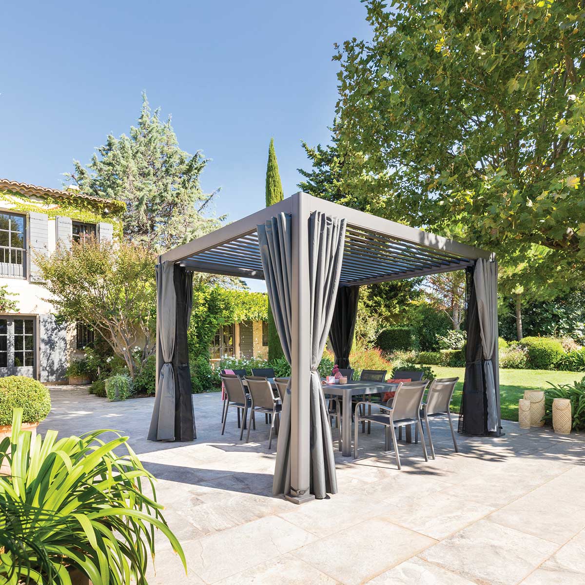 Cortinas+Mosquiteras para pérgola ÉVORA gris