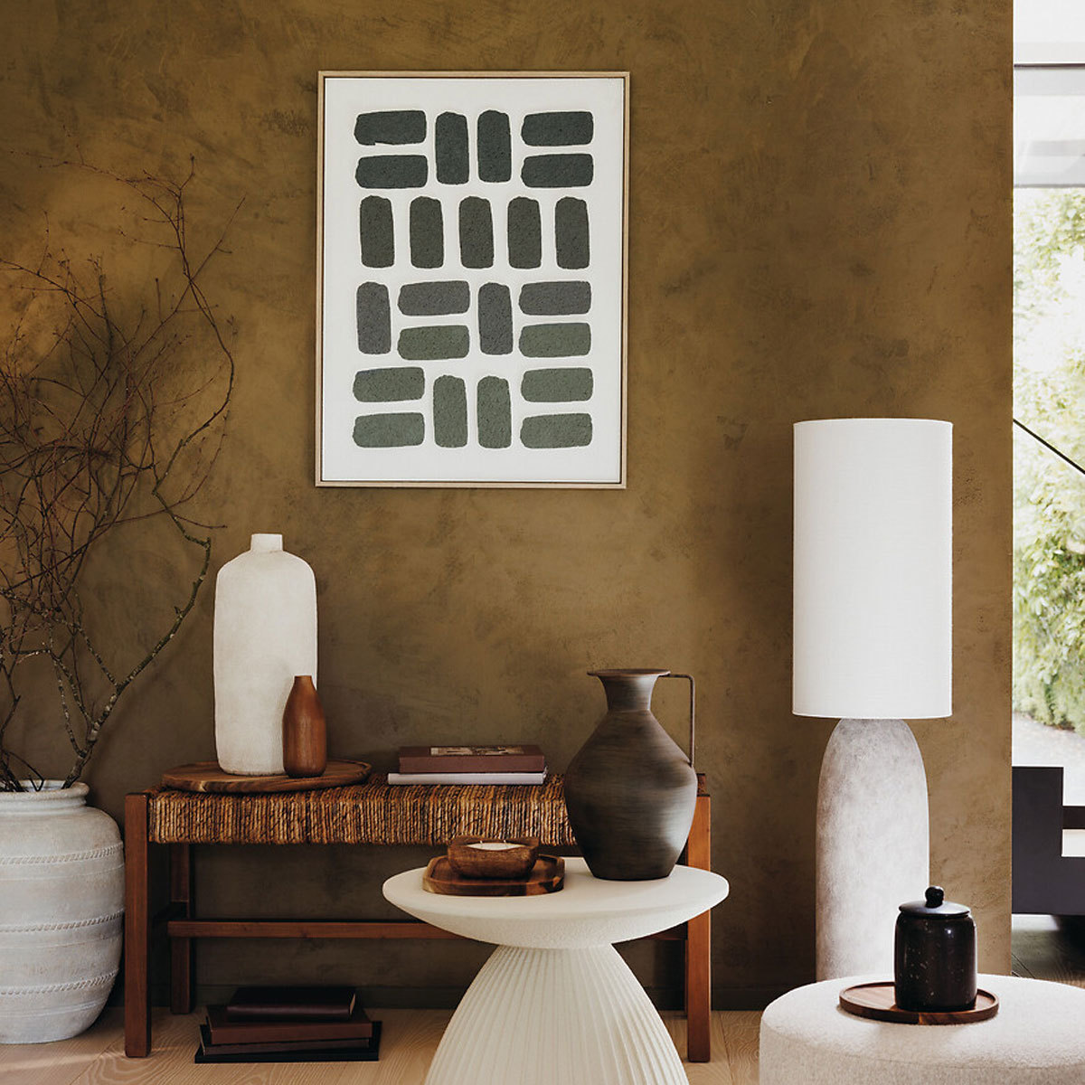 Jarr&oacute;n ROMIA beige de cer&aacute;mica 46cm