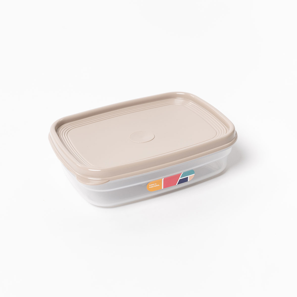 Caja rectangular con tapa beige 0,8L