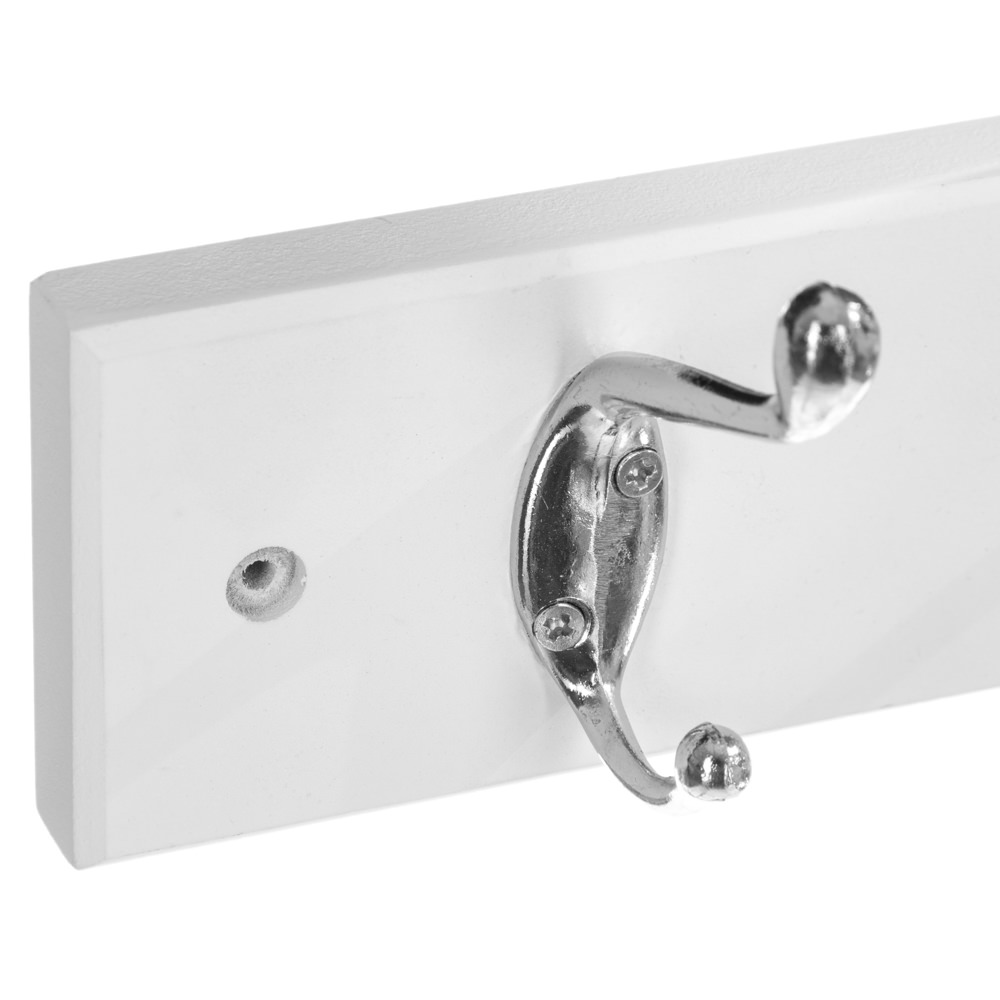 Perchero De Madera Blanco Con 4 Ganchos  