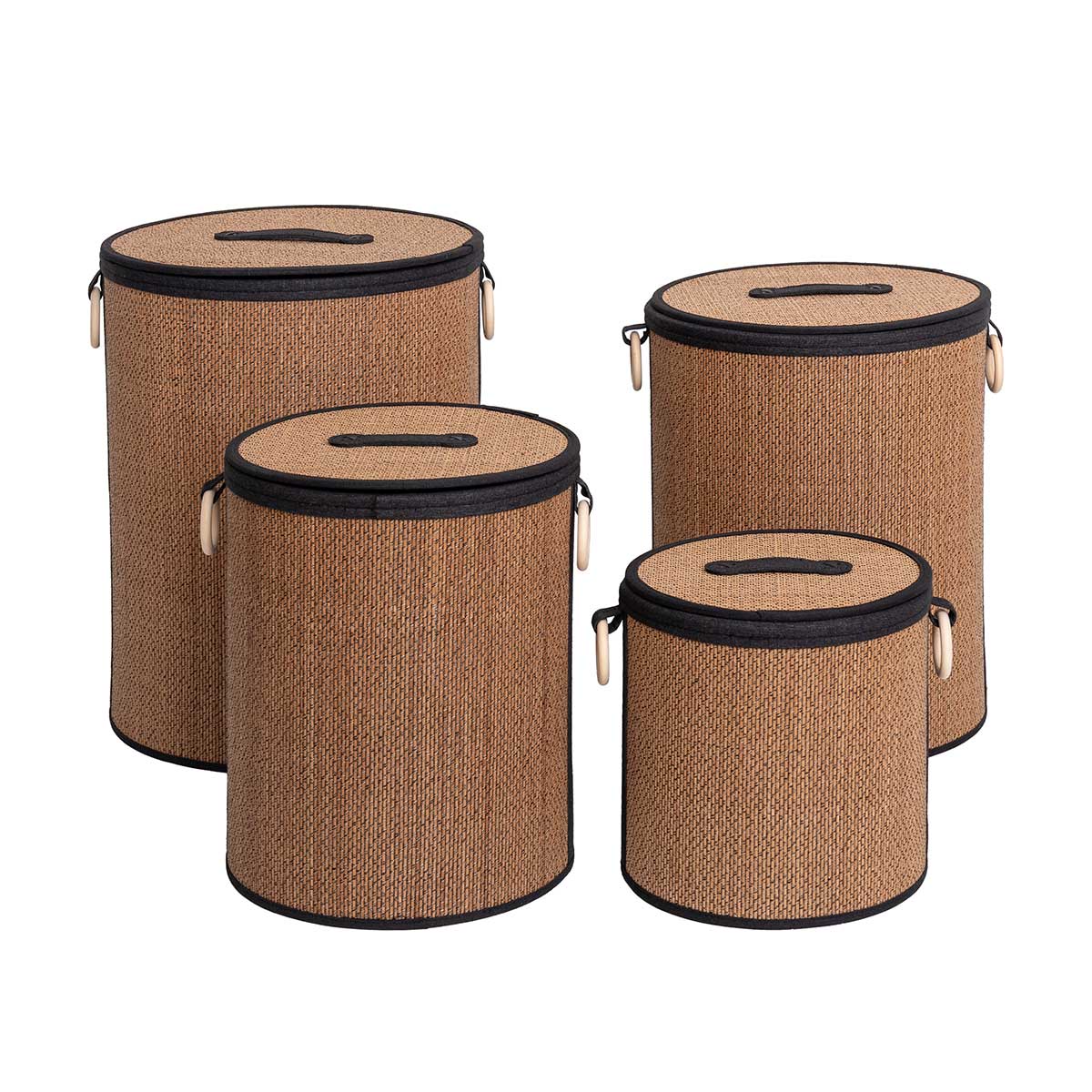 Cesta para colada con tapa y asa de madera 41cm