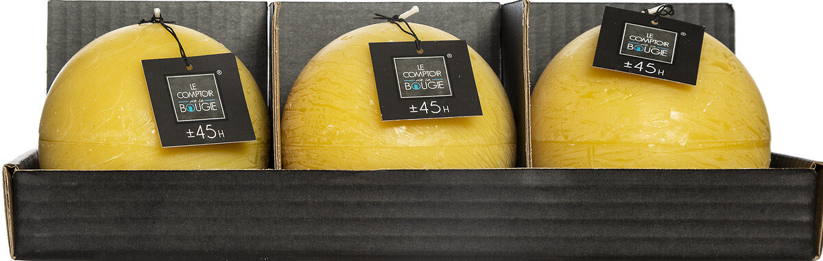 Vela Bola Rústica Amarela 10cm