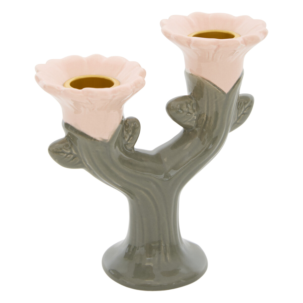 Candelabro con flor de cer&aacute;mica