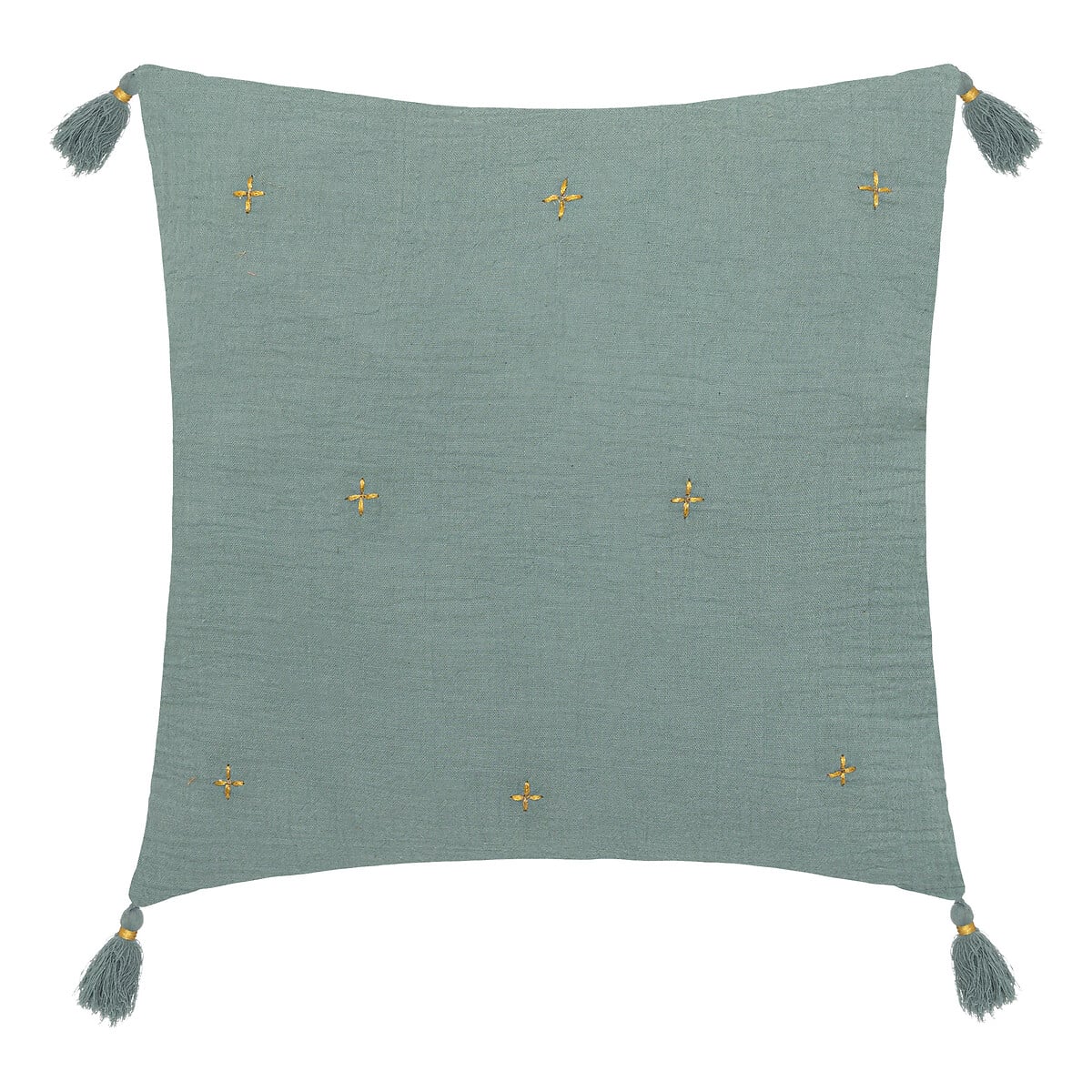 Almofada Winter Light Gaze Verde Celadon Com Cruzes 40x40cm