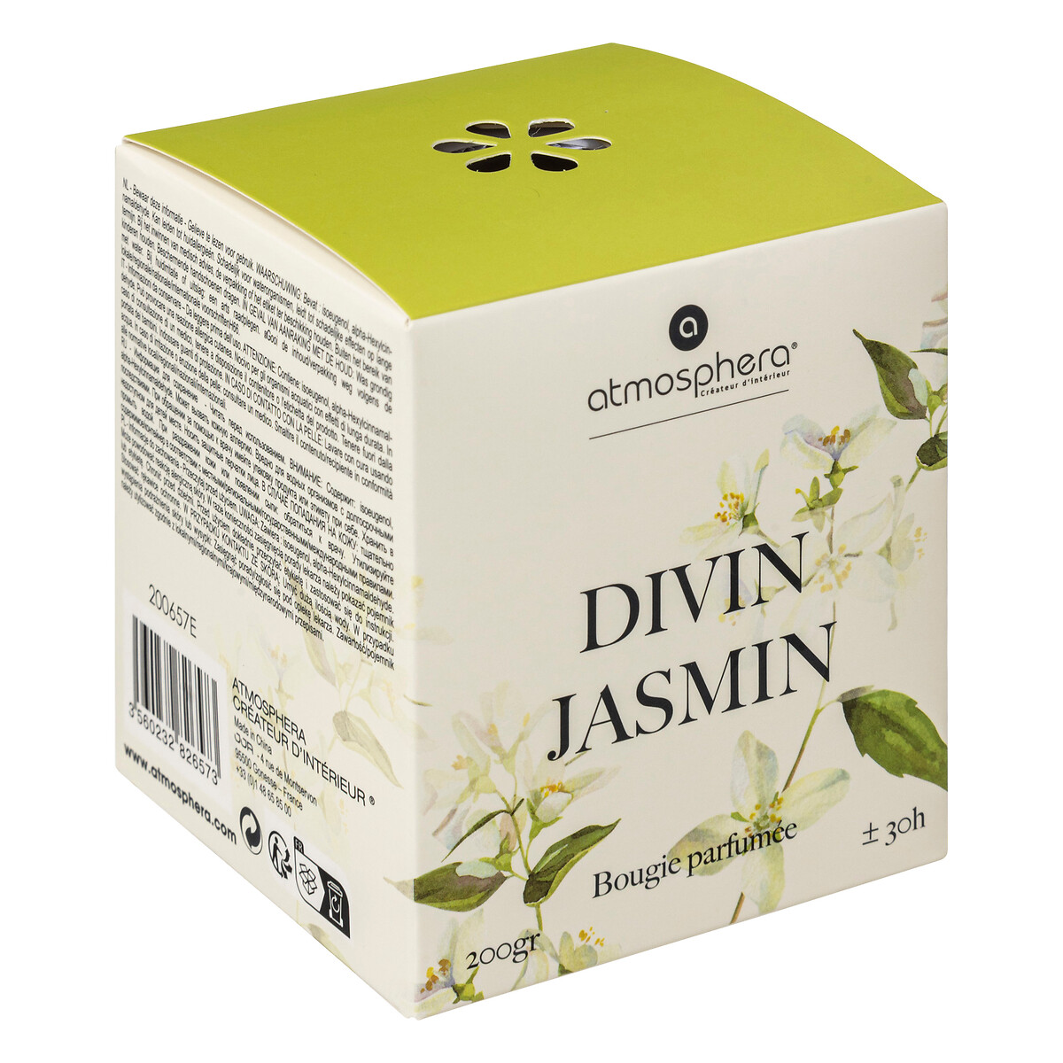 Vela Perfumada Jazmín Frasco De Vidrio 200g