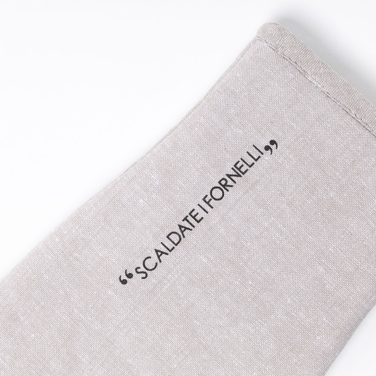 Manopla de cocina con frase taupe