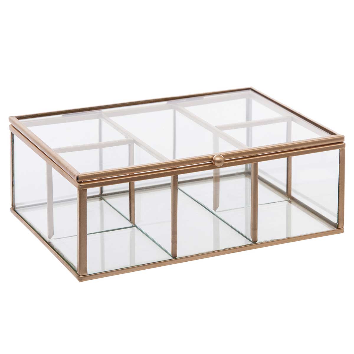 Joyero Dorado De Metal/Vidrio 20x14x7Cm