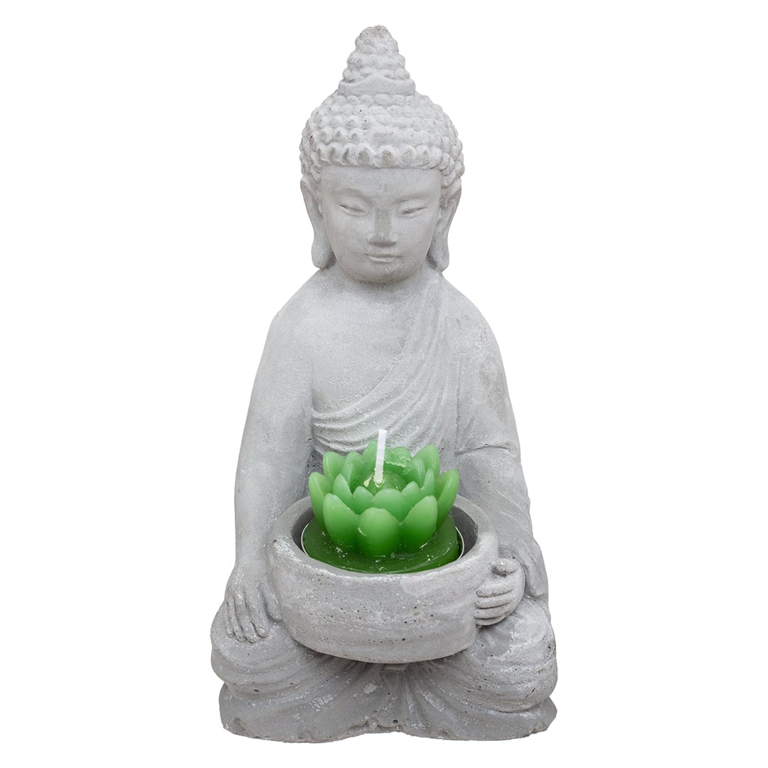 Casti&ccedil;al Buda Em Cimento Com Vela