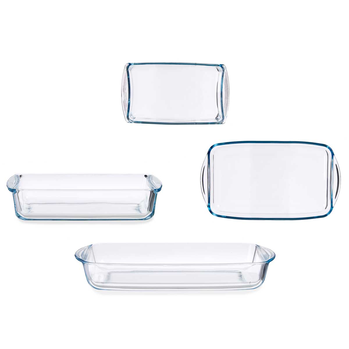 Juego 2 Fuentes De Vidrio Rectangular